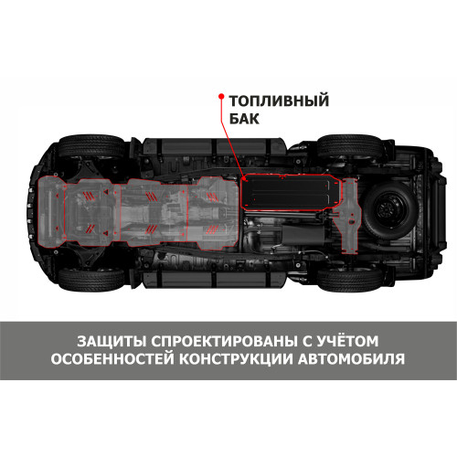 Защита Топливного бака АвтоБроня для Changan CS35 2013-2020 I, Сталь 45778 мм - Арт. 111.08902.1